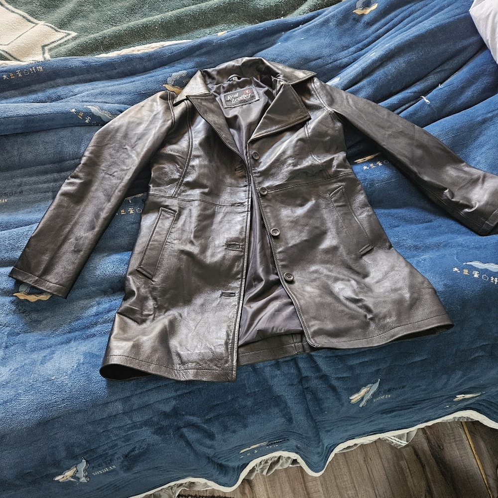 New Black real leather coat